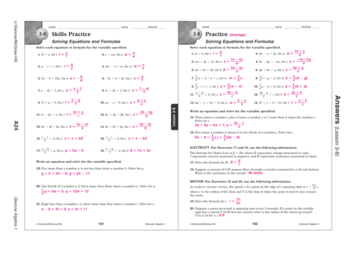 Glencoe algebra 1 chapter 8 answer key pdf